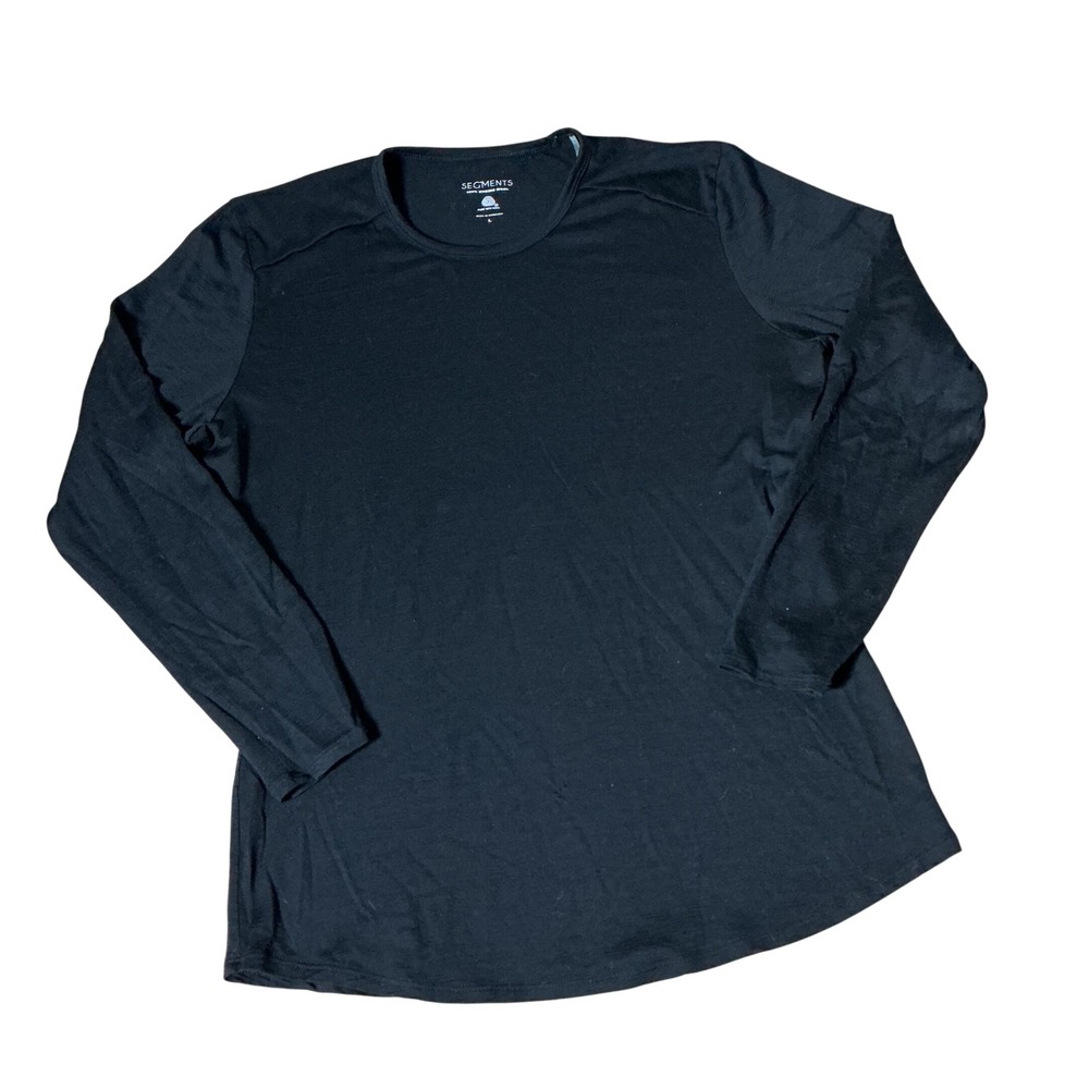 Segments Baselayer 100% Merino Wool Long Sleeve Top Black Crew Neck Sz L 1404722